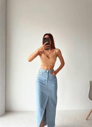 Длинная джинсовая юбка7 фото