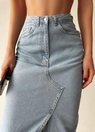 Длинная джинсовая юбка8 фото