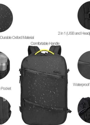 Дорожный рюкзак-сумка для путешествий arctic hunter b00184, влагозащищённый, 29л серый5 фото