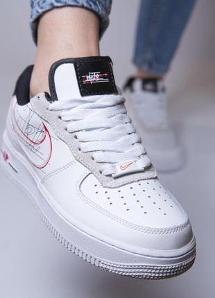 Nike air force кожаные женские кроссовки найк в белом цвете (весна-лето-осень)😍3 фото