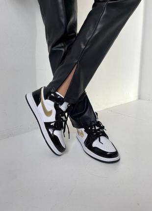 Кроссовки nike air jordan 1 retro mid patent golden black3 фото