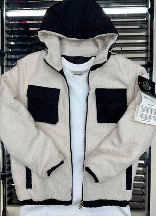 Мужская зимняя плюшевая куртка stone island1 фото