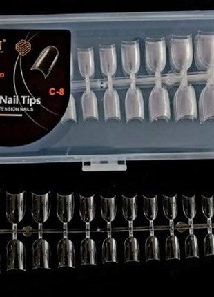 Тіпси гелеві прозрачные для нарощування нігтів  120 штук - (круглий френч) с-81 фото