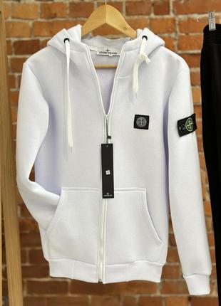 Кофта на замку зіп-худі stone island зимова на флісі новинка сезону різні кольори5 фото
