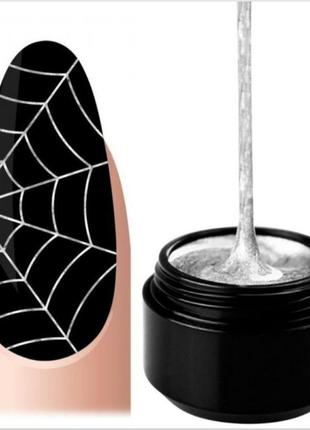 Гель кольорова павутинка срібло  (8мл!!!) для дизайну та декору нігтів дизайнер spider gel2 фото