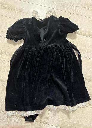 Бархатное раритетное платье для девочки в стиле венздей2 фото