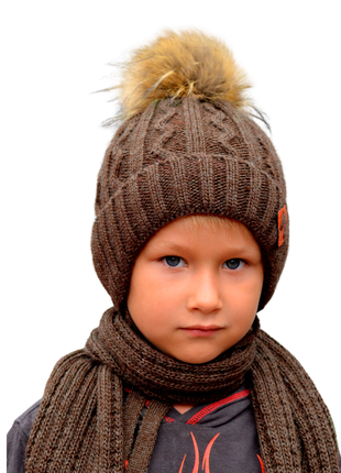 Зимняя теплая шапка р.48-56 флис с помпоном на завязках 7 цветов2 фото