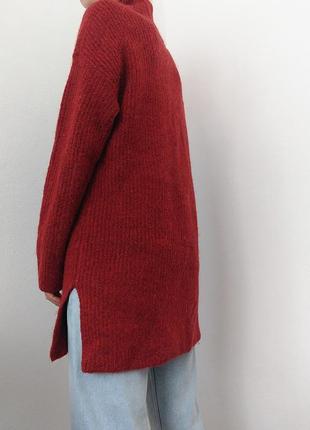 Шерстяной свитер гольф шерсть удлиненный свитер бордовый джемпер пуловер реглан лонгслив кофта шерсть4 фото
