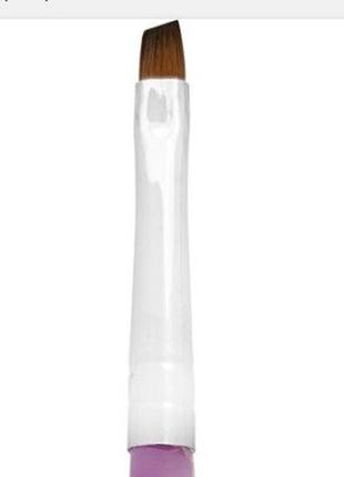 Пензель для гелю ворс - 4 мм з металевой ручкою №4 скошена "gloris"3 фото