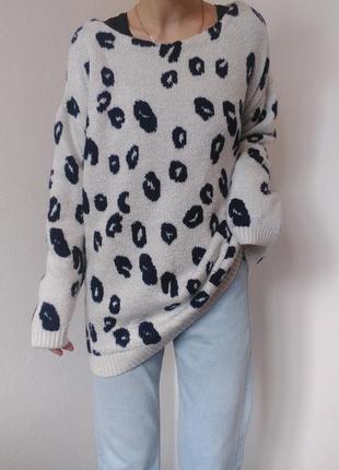 Мохеровий светр білий джемпер мохер пуловер реглан лонгслів кофта оверсайз светр в принт3 фото