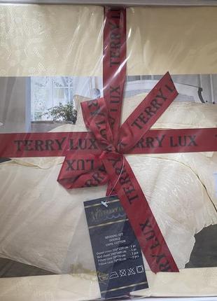 Елітна нова постільна білизна жакард сатин «terry lux" в подарунковій упаковці3 фото