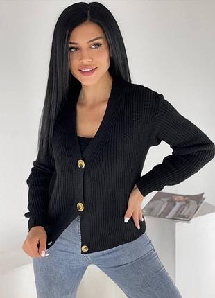 Черный базовый женский кардиган