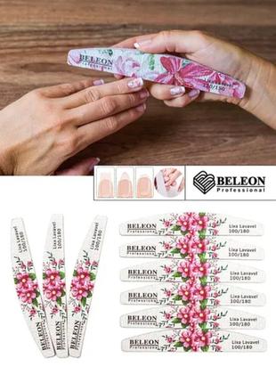 Пилка для ногтей beleon полукруг  с рисунками цветы1 фото