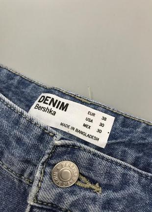 Трендовые джинсовые шорты bershka denim kargo, карго, с карманами, бершка, оригинал, свободные, широкие, деним, голубые, синие4 фото