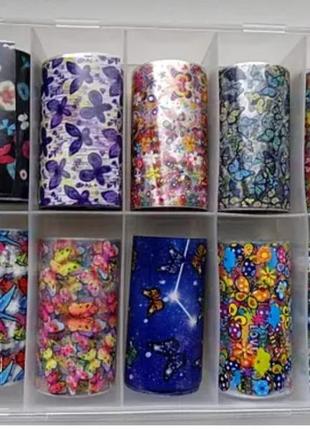 Набор широкой прозрачной фольги для дизайна ногтей 50см 10шт