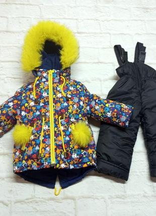 Зимовий дитячий роздільний комбінезон для дівчинки, куртка та напівкомбінезон 86-106 см1 фото