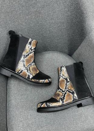 Пітонові чорні челсі на уральского шкіра замш пітон демісезон зима