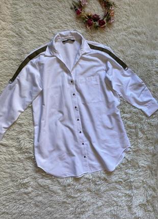 Коттоновая удлиненная рубашка zara7 фото