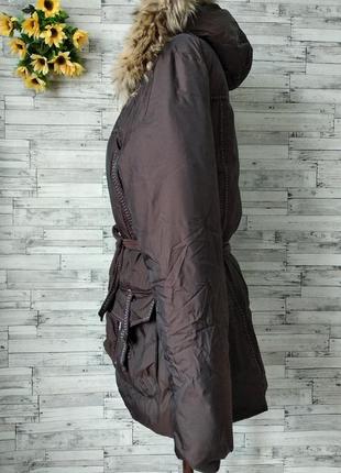Куртка пуховик savage женский коричневый с мехом енота9 фото