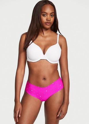 Трусики бесшовные xs xl victoria's secret фуксия в точках с логотипом vs   виктория сикрет4 фото