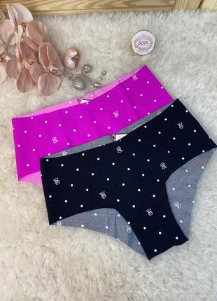 Трусики бесшовные xs xl victoria's secret фуксия в точках с логотипом vs   виктория сикрет6 фото