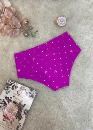 Трусики бесшовные xs xl victoria's secret фуксия в точках с логотипом vs   виктория сикрет2 фото