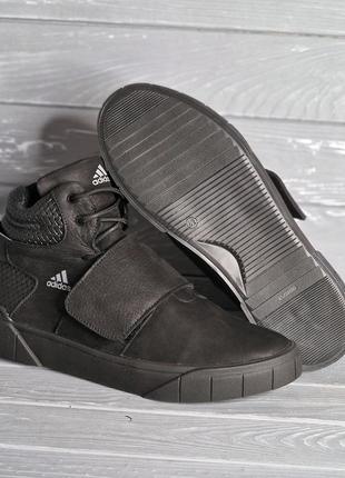 Натуральная кожа!!! зимние мужские кроссовки шнурок/липучка adidas!!6 фото