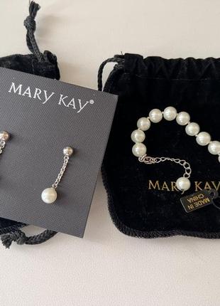 Mary kay набір прикрас сережки і браслет з перлами, новий, якісний2 фото