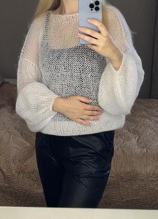 Светр мохеровий ручна робота павутинка вовна3 фото