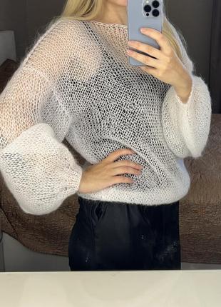 Светр мохеровий ручна робота павутинка вовна4 фото