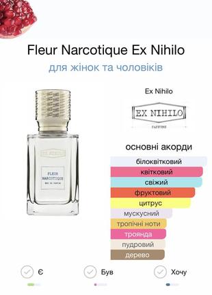 Ex nihilo fleur narcotique парфумована вода розпив2 фото