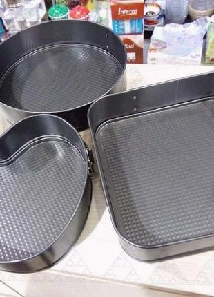 Набір металевих форм для випічки коло, квадрат і серце