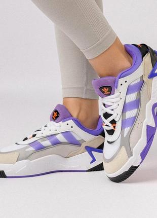 Женские кроссовки adidas originals niteball ll white purple женке адидас найтбол