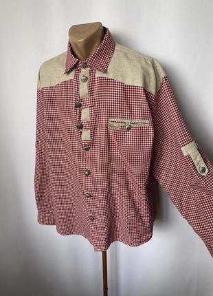 Spockerpoint баварская рубашка в клетку виши винтаж красная 2xl октоберфест