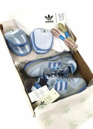 Шкіряні кросівки adidas forum low x bad bunny blue. колір синій