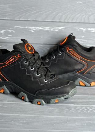 40-48рр!!! кожаные мужские прошитые черные с оранжевым зимние ботинки в стиле merrell !!!6 фото