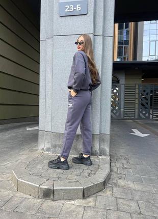 Теплый спортивный костюм на флисе джогеры и свитшот3 фото