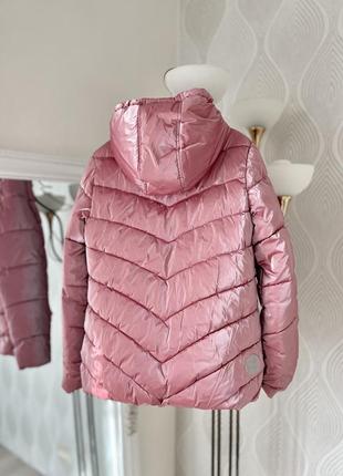 Зимняя-осенняя розовая куртка с капюшоном на девочку 11 лет (рост 146) от coccodrillo4 фото