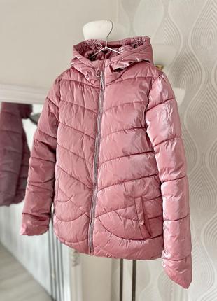 Зимняя-осенняя розовая куртка с капюшоном на девочку 11 лет (рост 146) от coccodrillo3 фото