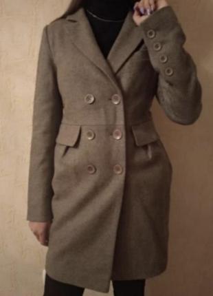 Базовое шерстяное пальто двубортное коокаи франция2 фото