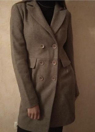 Базовое шерстяное пальто двубортное коокаи франция1 фото