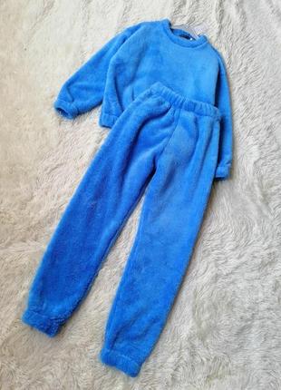 Тёплая уютная мягкая пижама двухсторонний мех плюш тедди штаны джоггеры кофта свитшот с резинкой теп7 фото