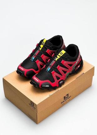 Мужские кроссовки salomon speedcross 3 black red5 фото