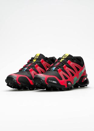 Мужские кроссовки salomon speedcross 3 black red9 фото