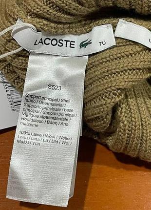 Lacoste brown ribbed wool beanie rb0001 00 z0w шапка оригінал унісекс шерстяна10 фото