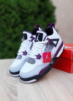Зимові чоловічі кросівки nike air jordan 4 retro grey white black