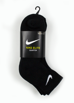 Спортивні шкарпетки nike elite quarter l 42-46 чорні серенії висоти