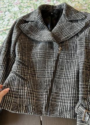 Косуха пиджак твидовый в клеточку zara стильный теплый модный красивый3 фото
