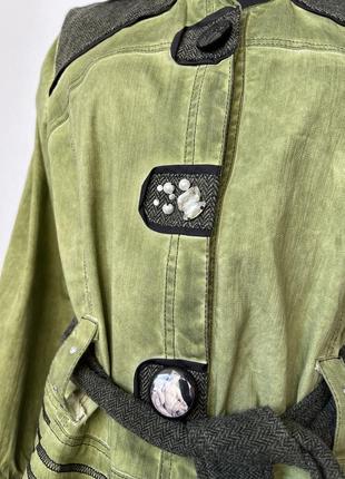 Куртка жакет bottega зеленая салатовая джинсовая интересный крой интересные пуговицы y2k бохо эксцентричная9 фото