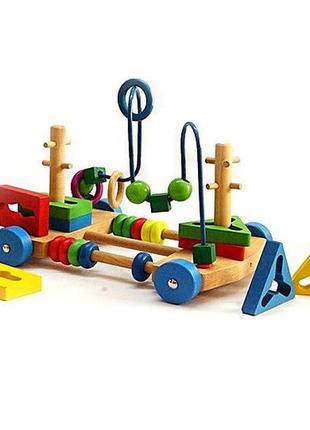Іграшка для розвитку для дітей каталка з лабіринтом дерев'яна nia-mart, дерев'яна іграшка